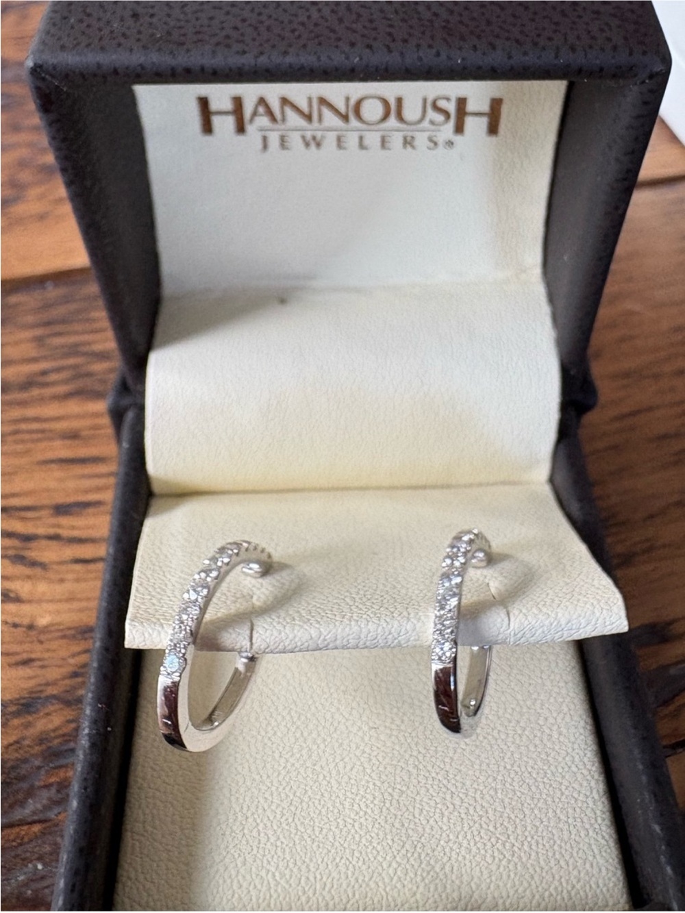 14 karat white gold hoops